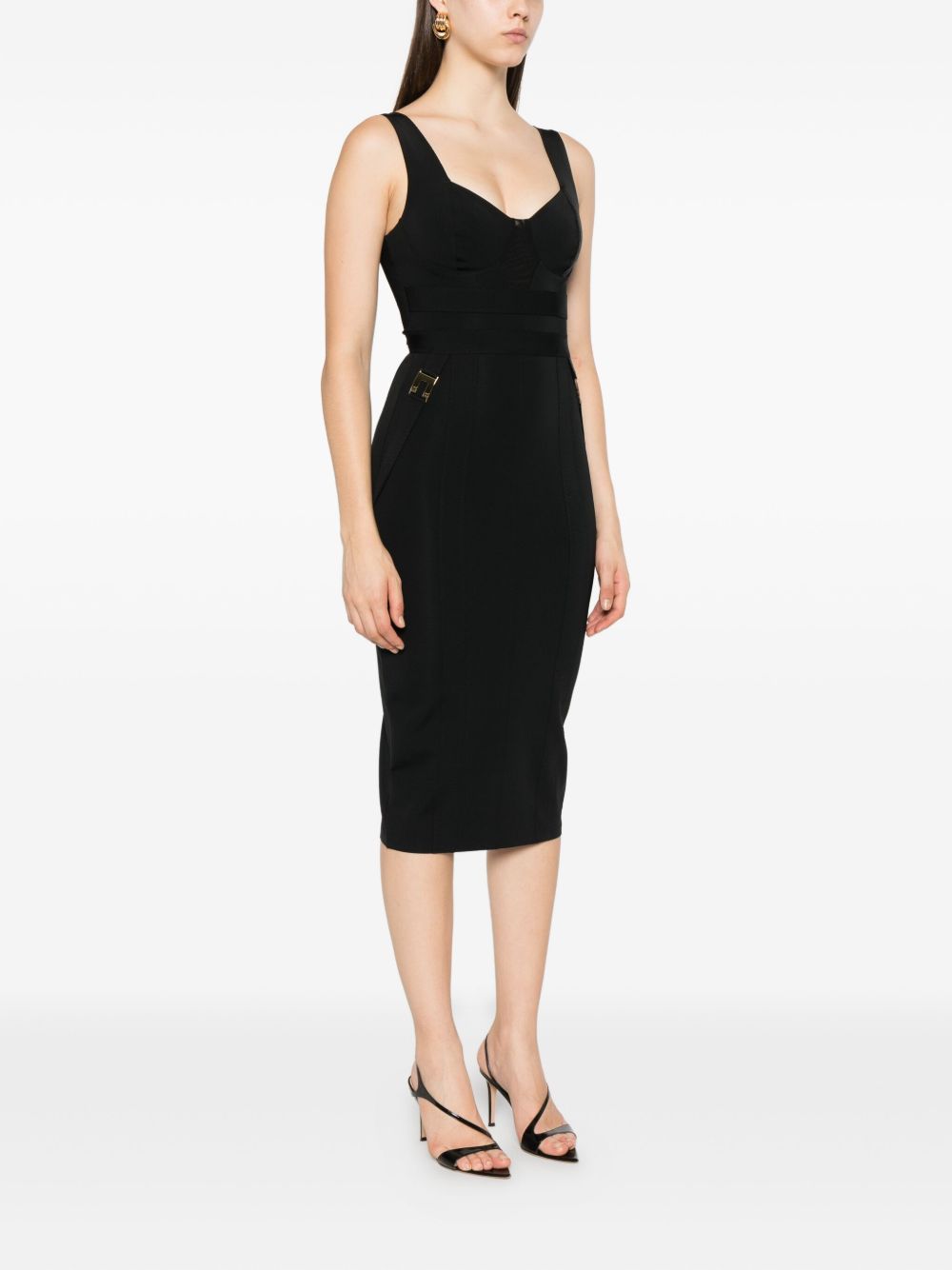 Elisabetta Franchi Sweetheart Neckline Sleeveless Mini Dress Black Black