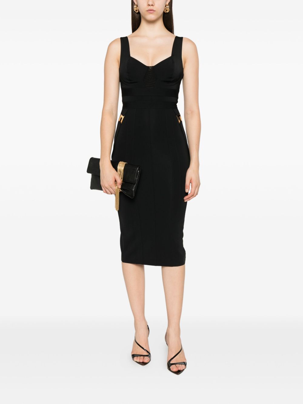 Elisabetta Franchi Sweetheart Neckline Sleeveless Mini Dress Black Black