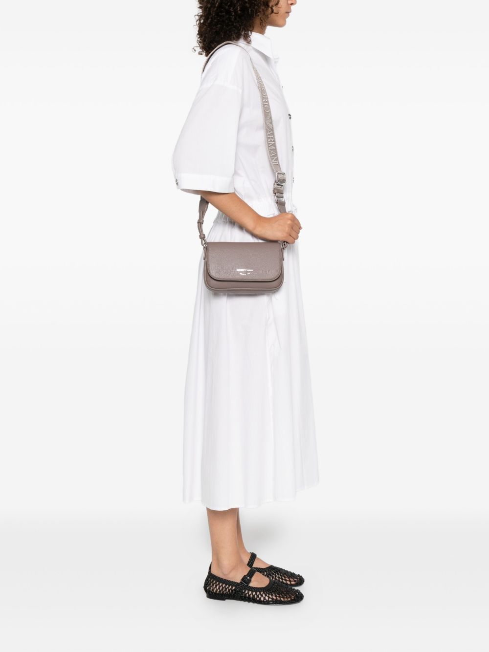 Emporio Armani Deer Print Mini Crossbody Bag Dove Grey