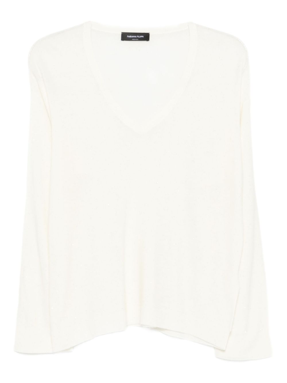 Fabiana Filippi V-Neck Wool Sweater White