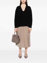 Fabiana Filippi Ribbed Wool V-Neck Sweater Black