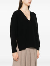 Fabiana Filippi Ribbed Wool V-Neck Sweater Black