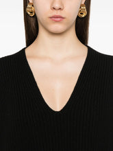 Fabiana Filippi Ribbed Wool V-Neck Sweater Black