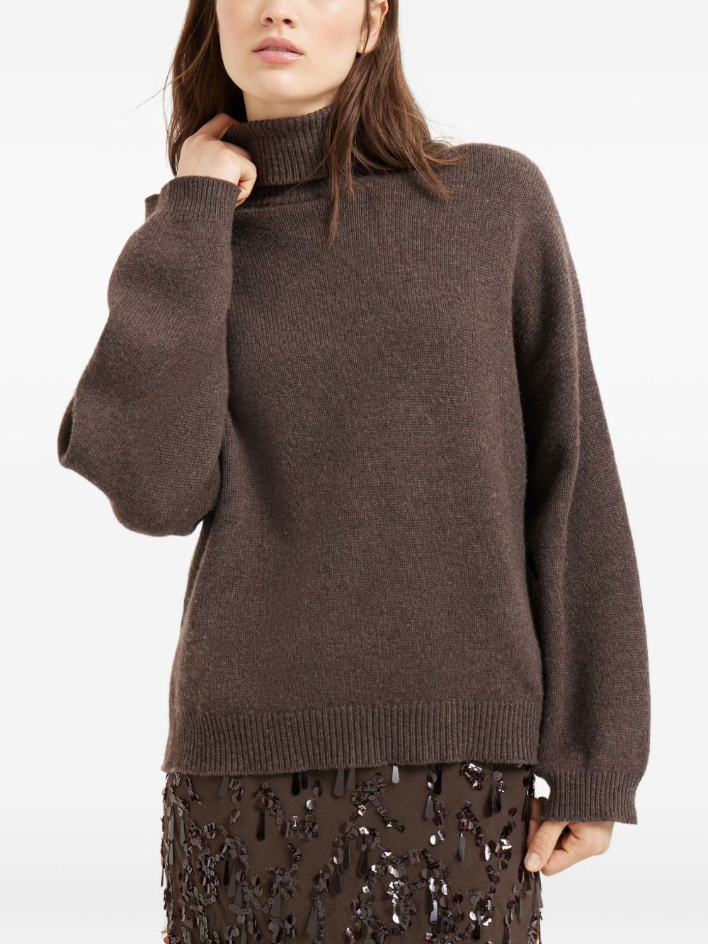 Brunello Cucinelli Cashmere Turtleneck Sweater Brown Brown