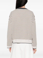 Brunello Cucinelli Ivory Wool and Cashmere Striped Crewneck Sweater Ivory