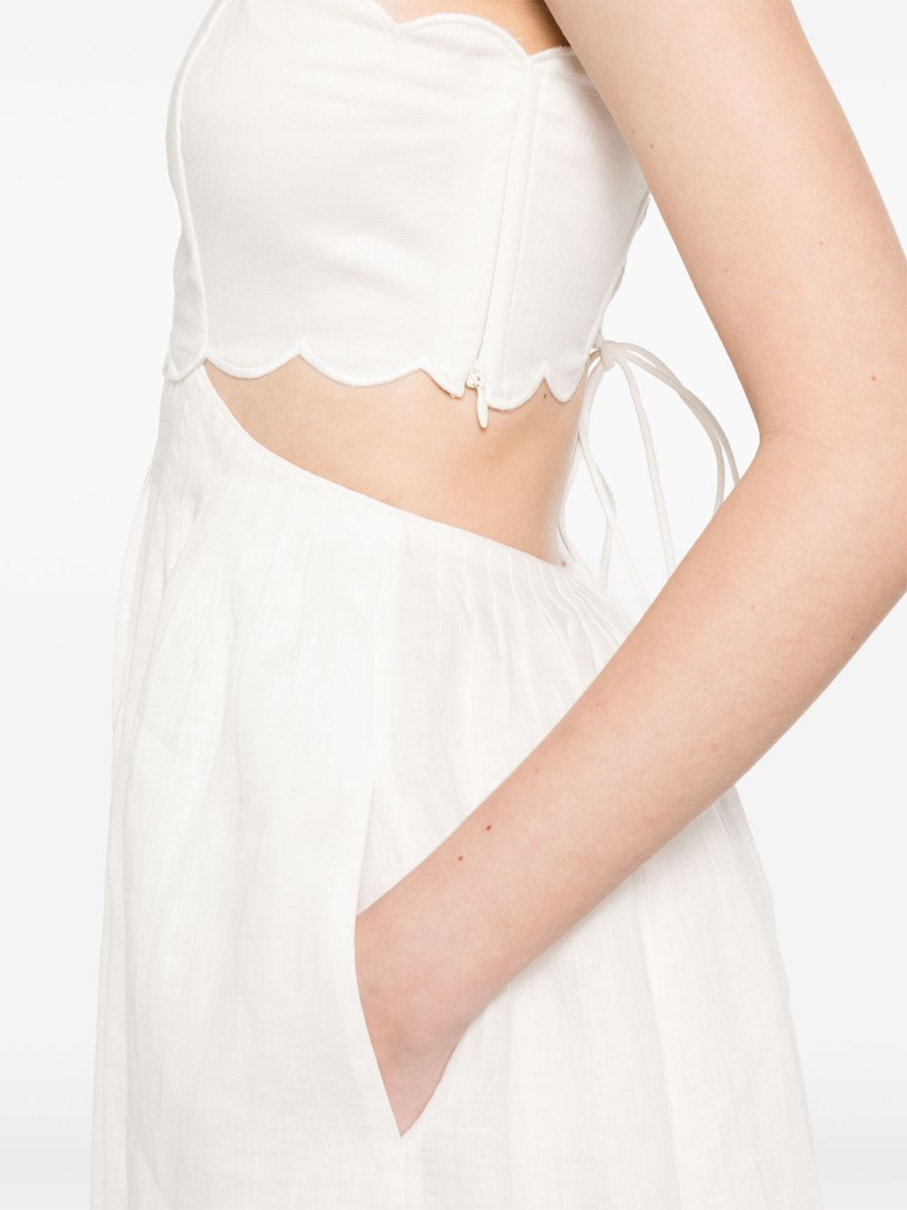 Zimmermann Rhiannon Linen Midi Dress in Ivory