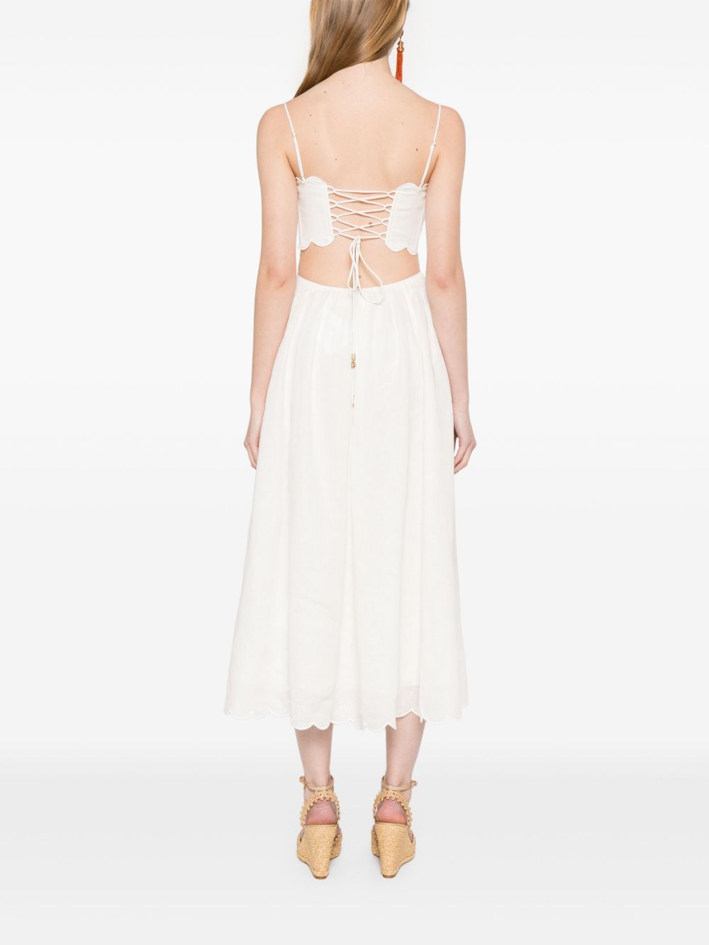 Zimmermann Rhiannon Linen Midi Dress in Ivory