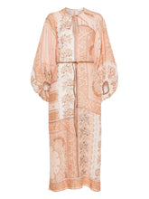 Zimmermann Salmon Pink Linen Belted Midi Dress MultiColour
