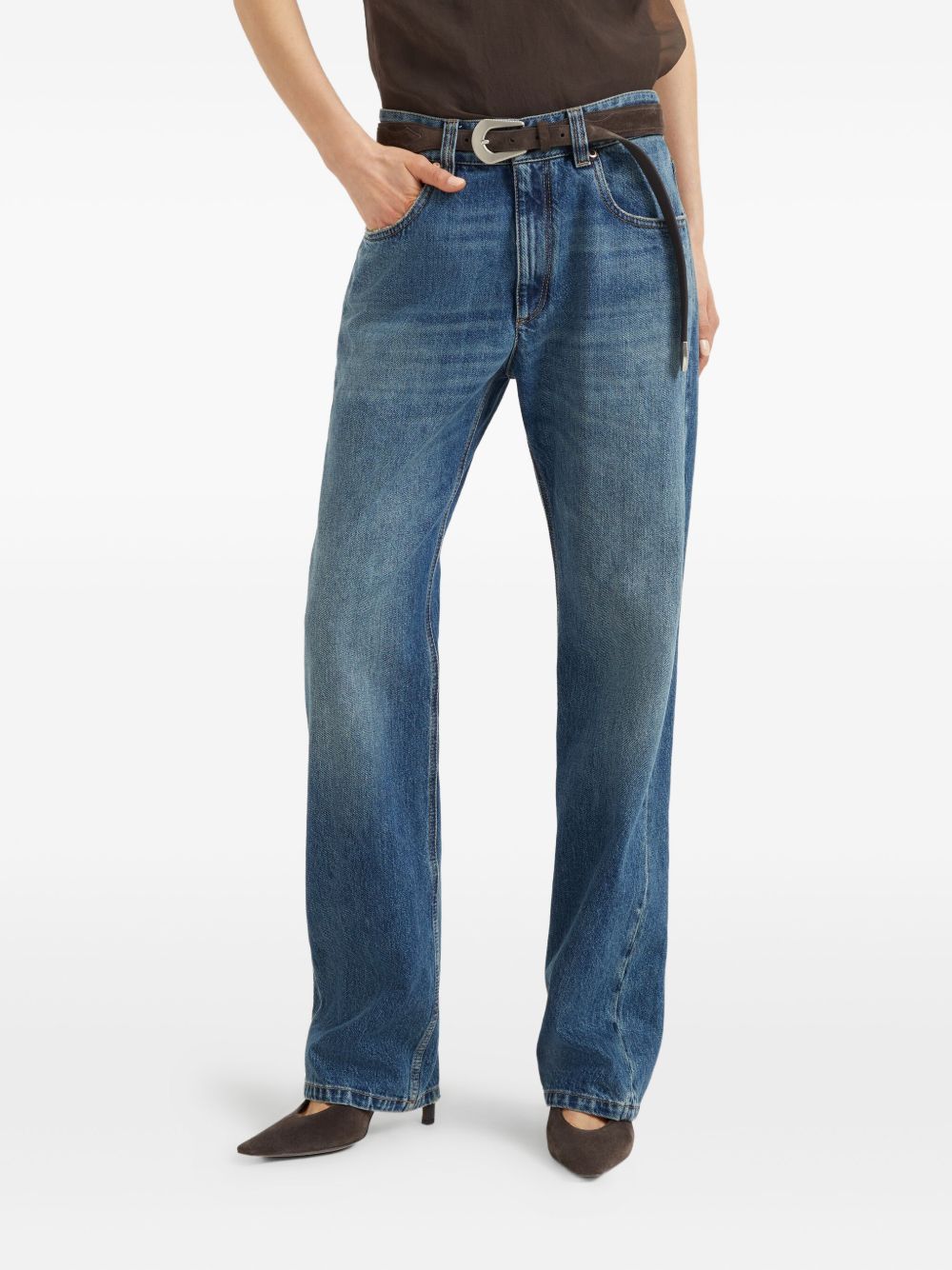 Brunello Cucinelli High-Waisted Blue Denim Jeans Blue
