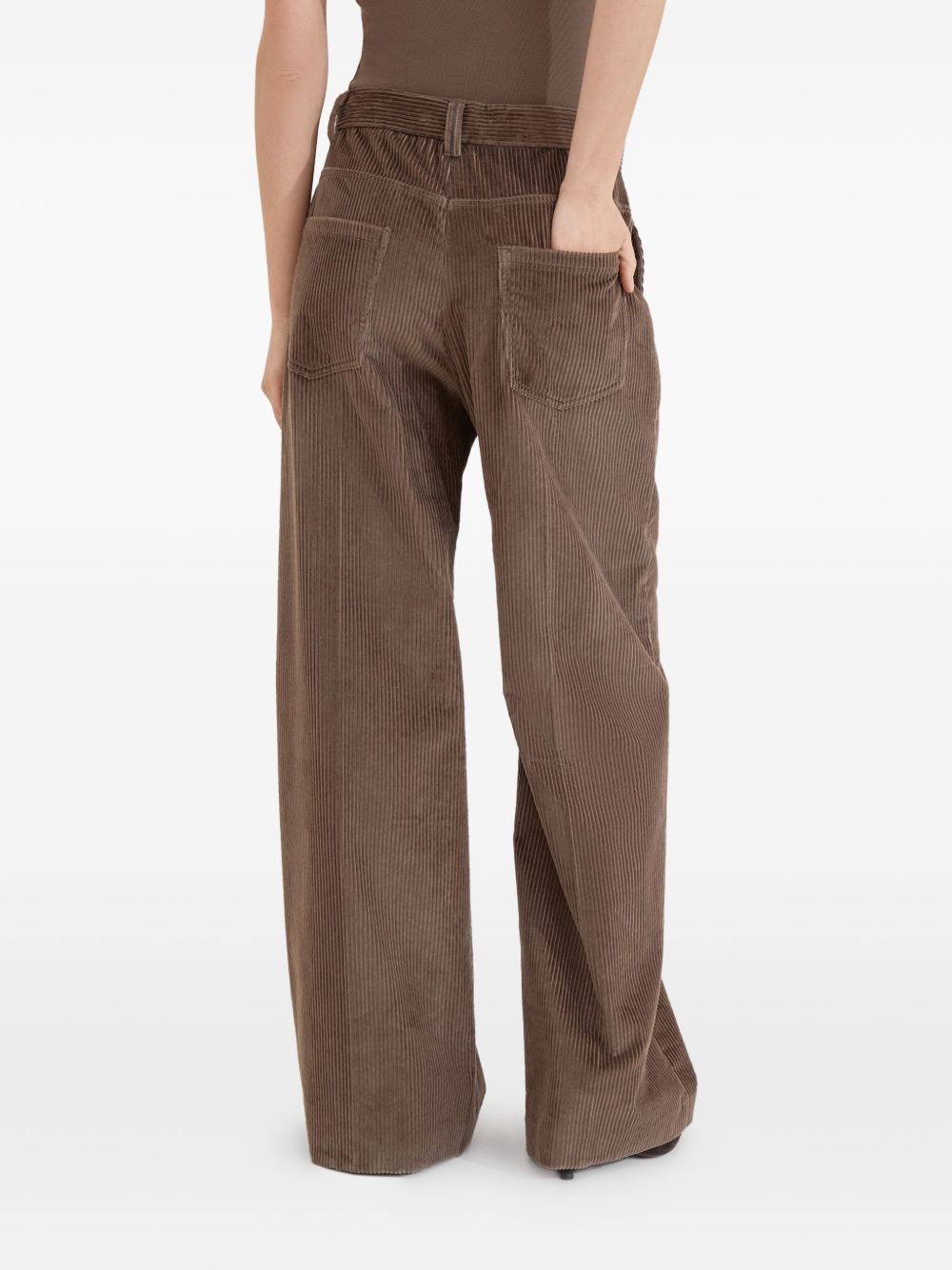 Brunello Cucinelli Wide-Leg Cotton Trousers Brown Brown