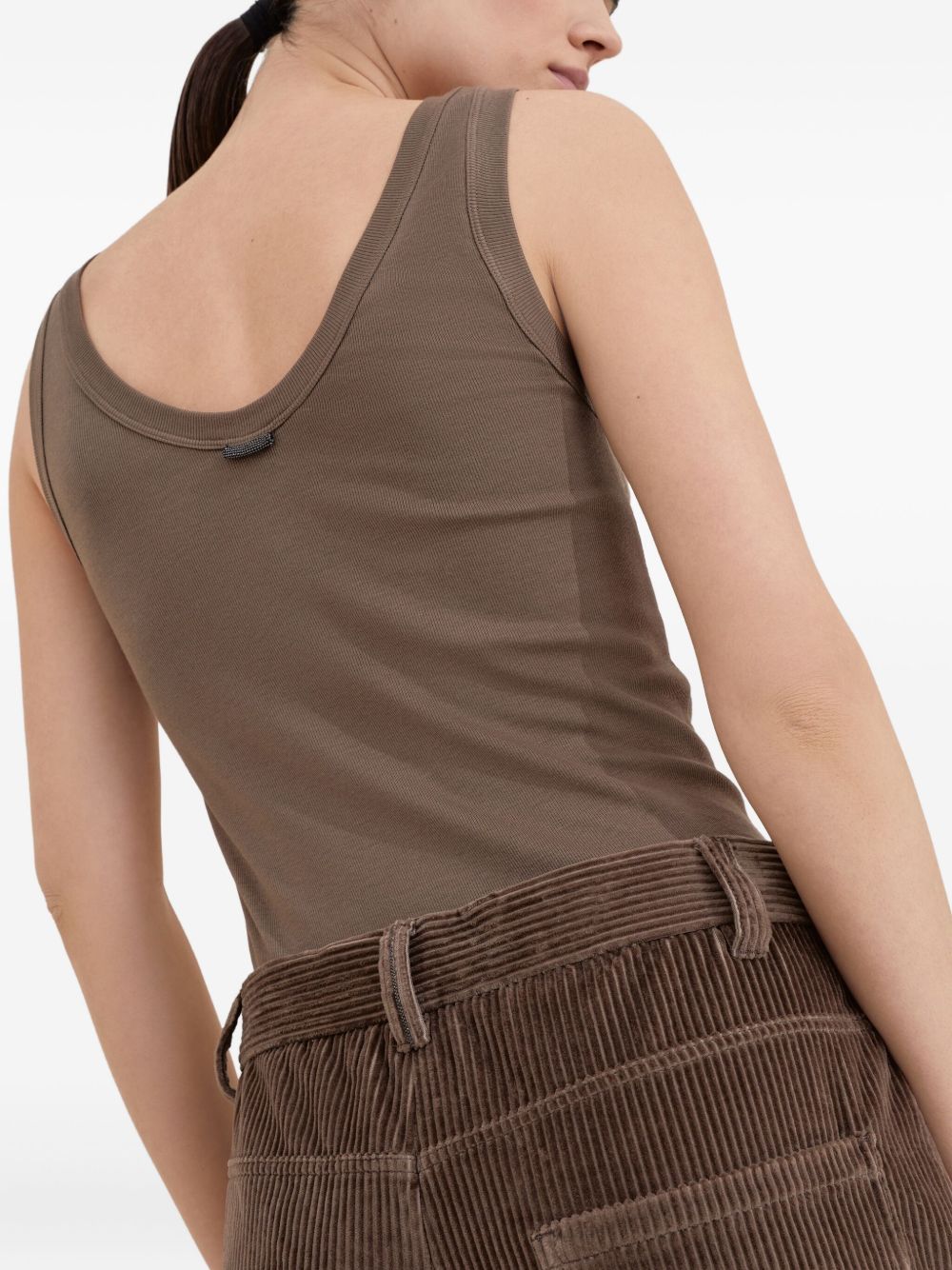 Brunello Cucinelli Wide-Leg Cotton Trousers Brown Brown