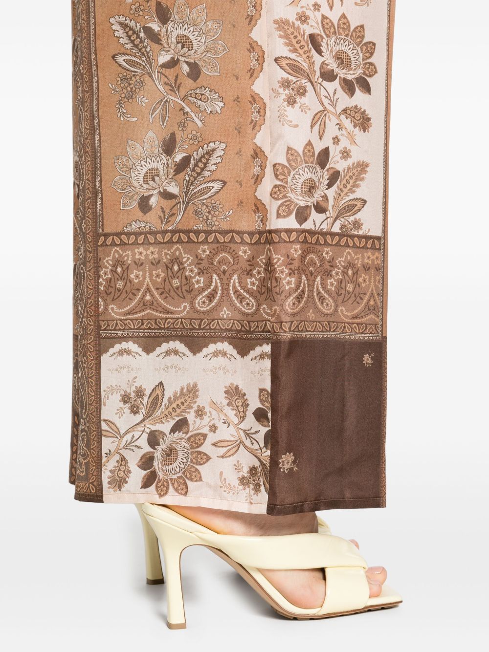 Zimmermann Lucky Printed Silk Wide-Leg Trousers Brown