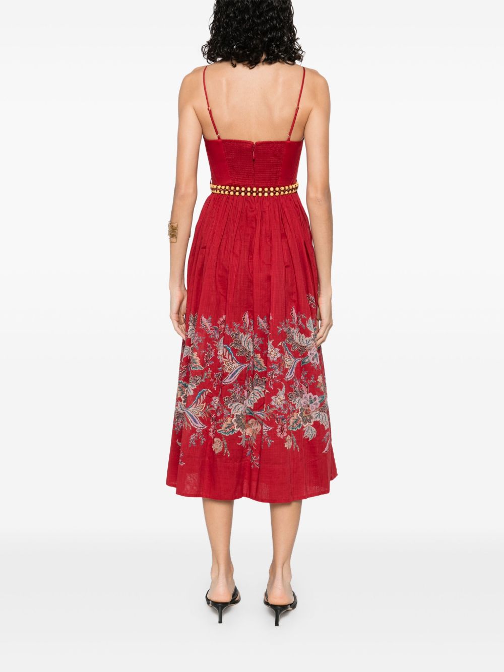 Zimmermann Rhiannon Printed Midi Dress Red