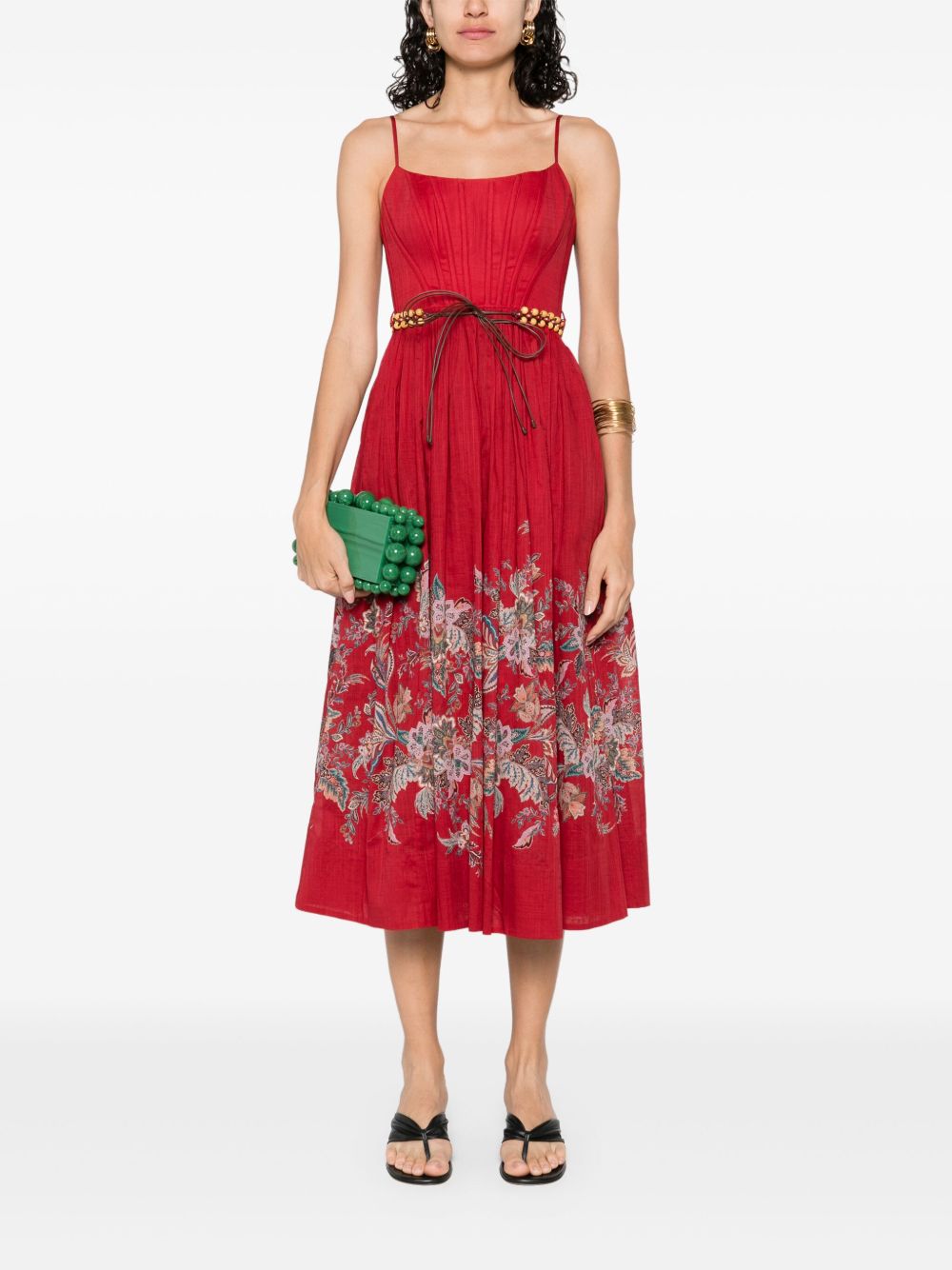 Zimmermann Rhiannon Printed Midi Dress Red