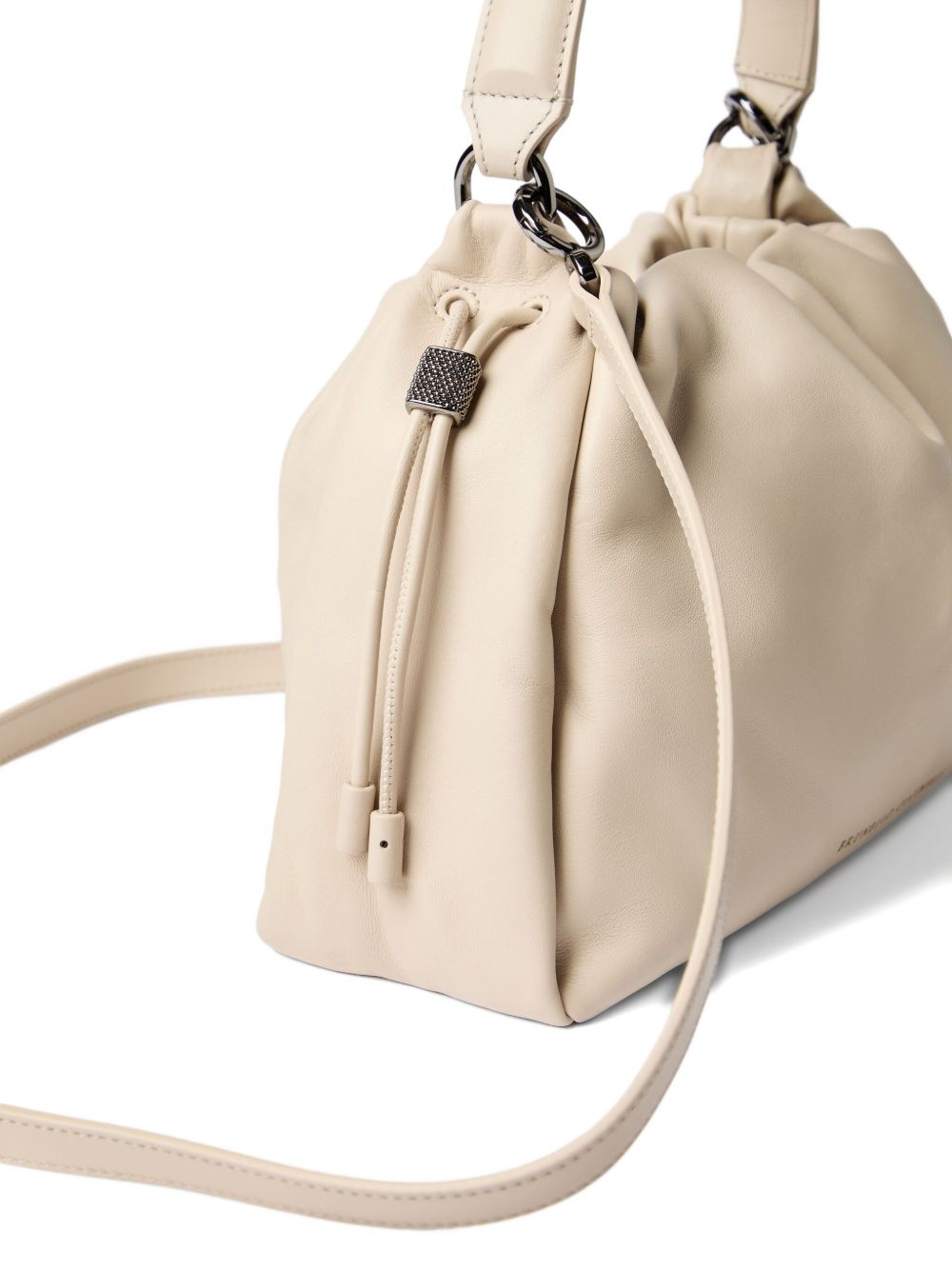 Brunello Cucinelli Mellow Small Soft Leather Bucket Bag Ivory