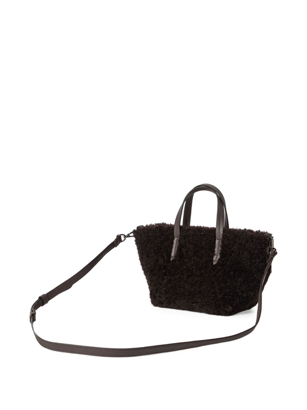 Brunello Cucinelli BC Duo Mini Shearling Shopper Bag Brown