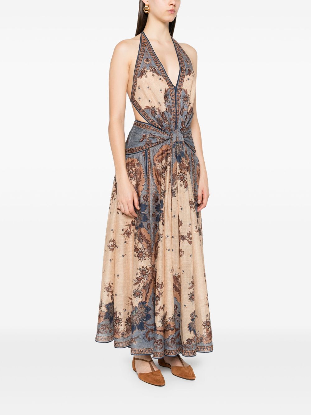 Zimmermann Ascension Printed Cotton Maxi Dress Blue