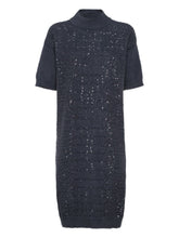 Brunello Cucinelli Sequin-Embellished Crocodile Mohair-Blend Dress Blue