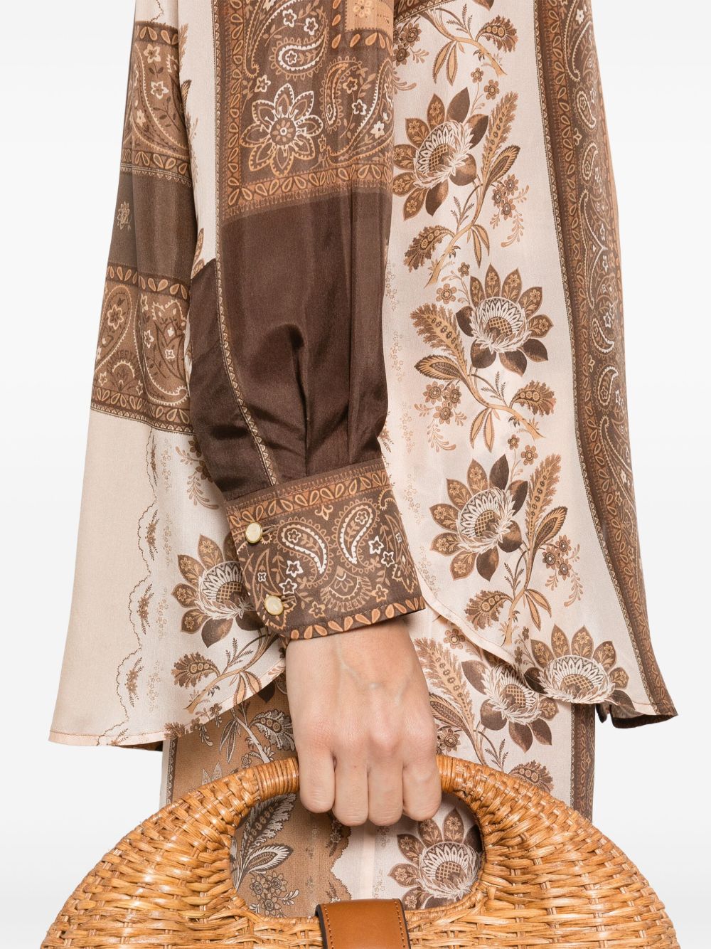 Zimmermann Lucky Printed Silk Shirt Brown