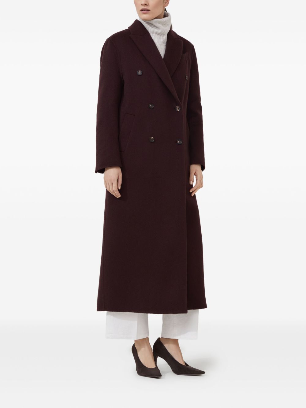 Brunello Cucinelli Double-Breasted Cashmere Coat Bordeaux Bordeaux
