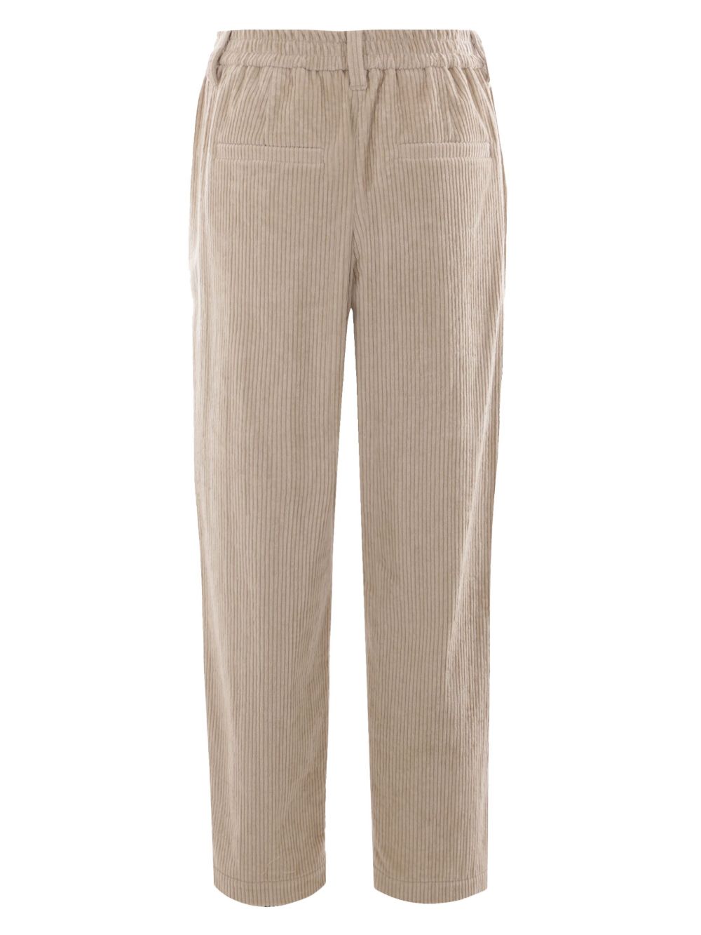 Brunello Cucinelli High-Waisted Stretch Corduroy Trousers Beige