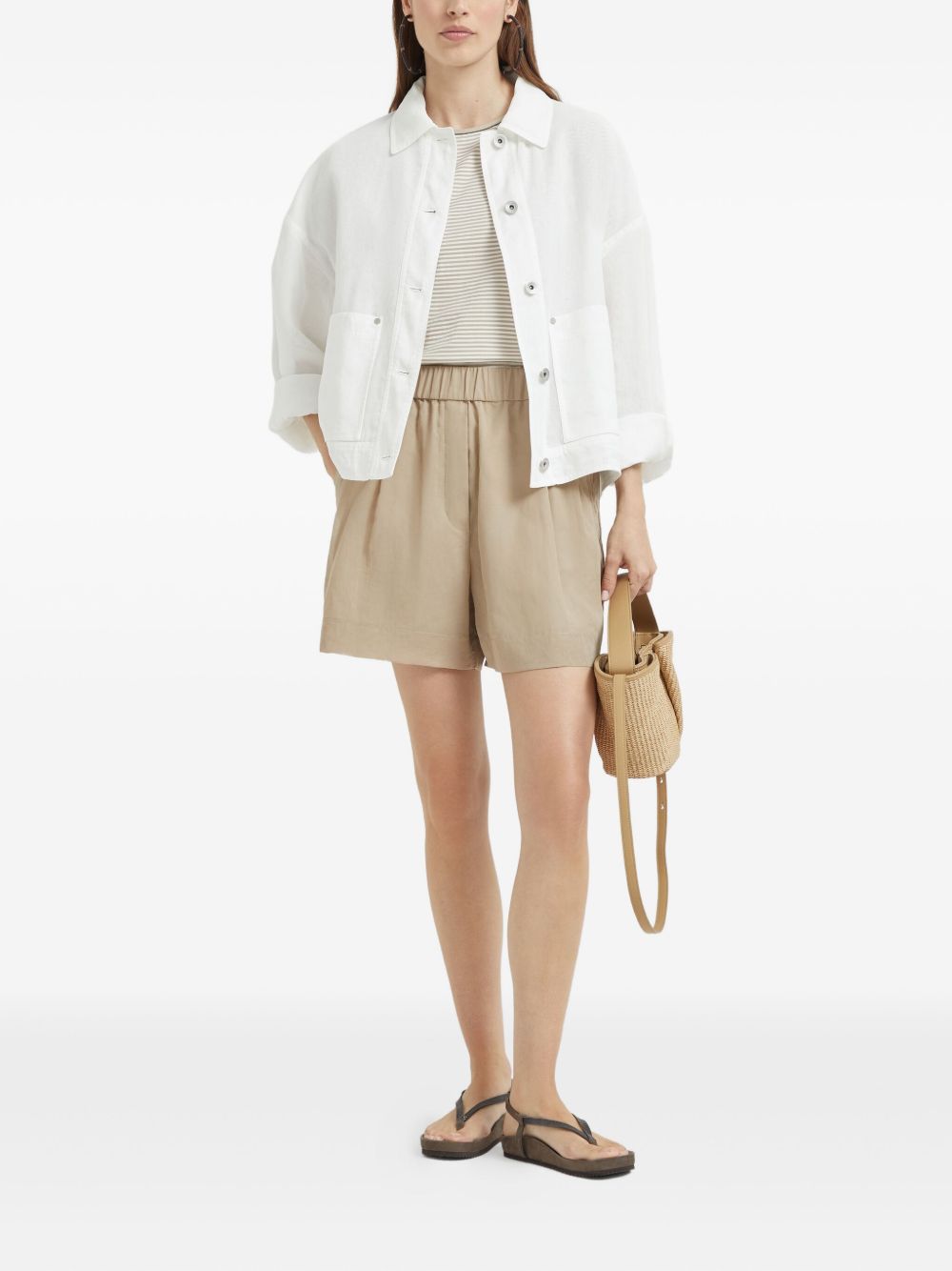 Brunello Cucinelli Cotton Jersey T-Shirt with Shiny Details Beige