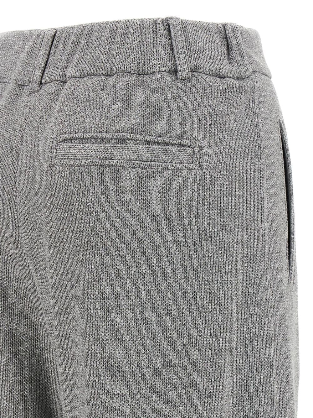 Brunello Cucinelli High-Rise Tailored Cotton-Blend Trousers Grey