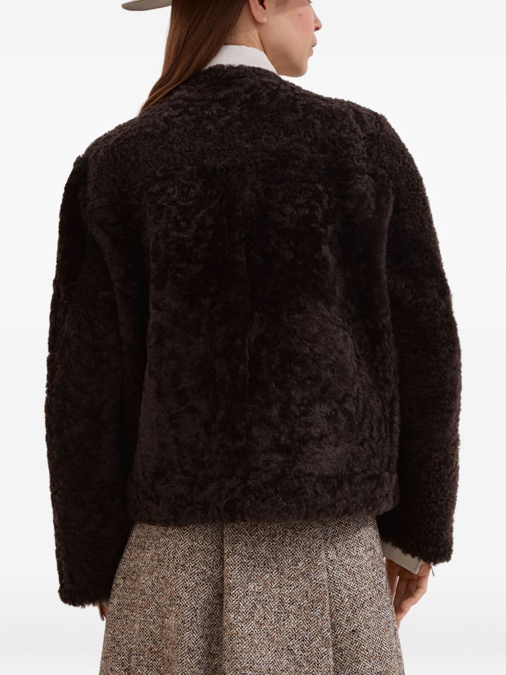 Brunello Cucinelli Double-Breasted Reversible Lamb Fur Jacket Brown Brown