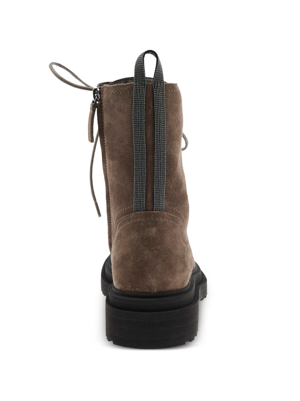 Brunello Cucinelli Lace-Up Suede Combat Boots Brown