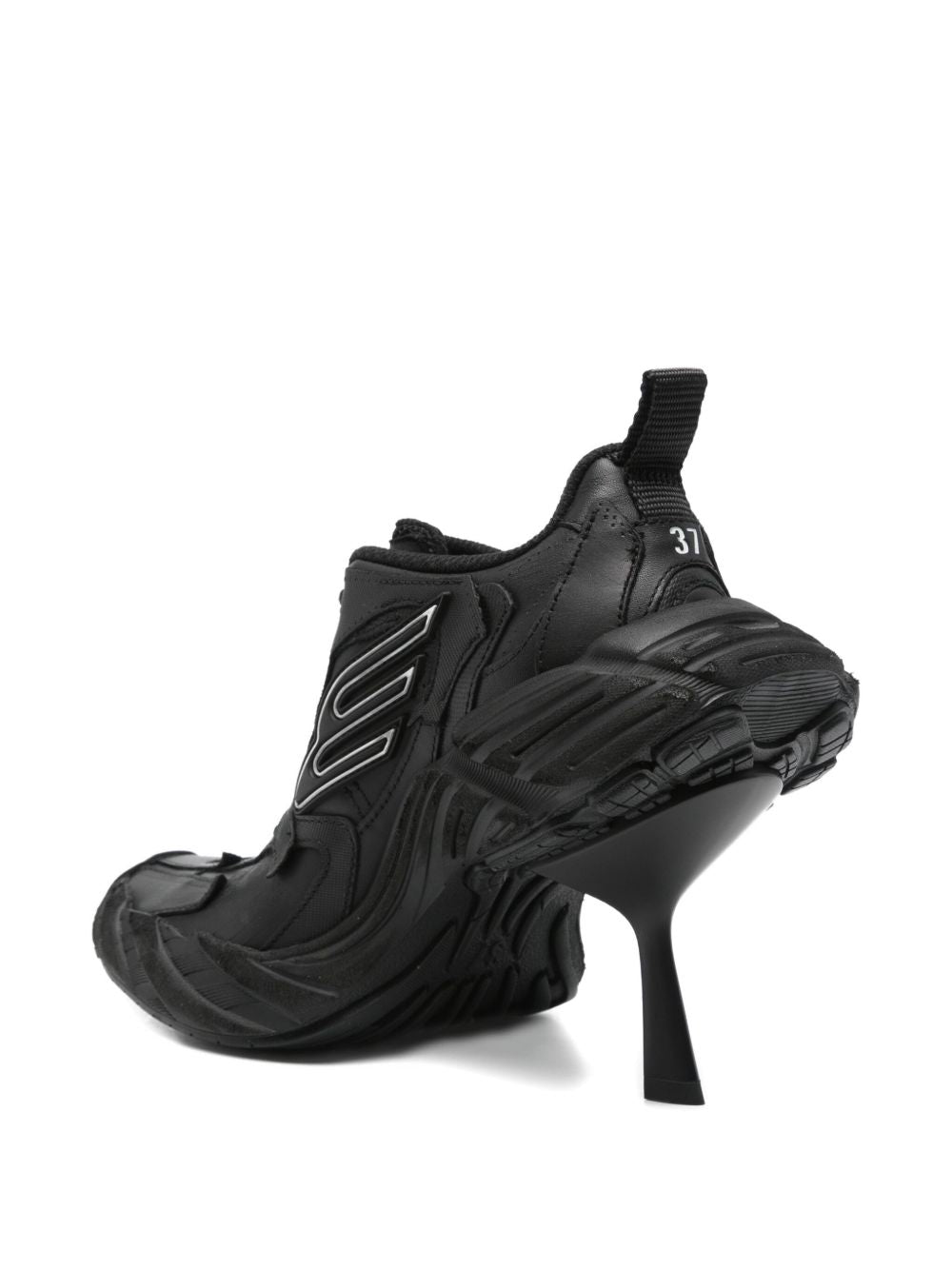 Balenciaga Monday Heel Sculpted Calf Leather Boots Black