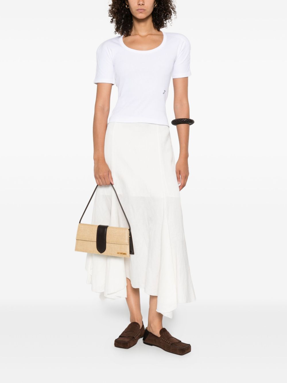 jacquemus the long bambino raffia-effect shoulder bag beige