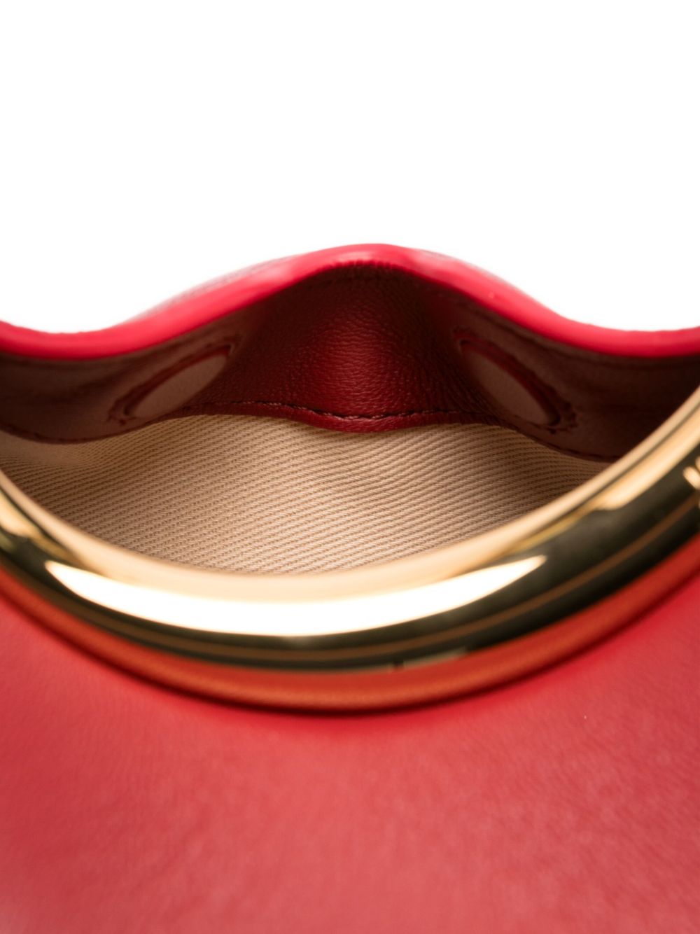Jacquemus Little Calino Mini Leather Clutch Bag with Engraved Ring Handle Red