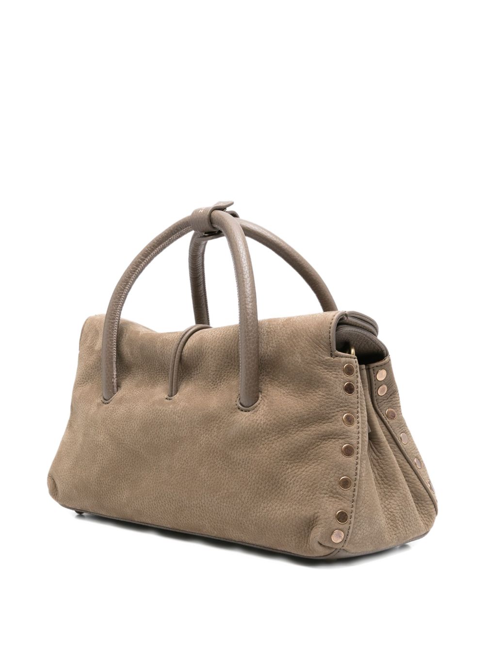 Zanellato Small Suede Twist-Lock Handbag Dove Grey