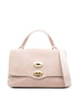 Zanellato Baby Postina Double-Clasp Studded Calf Leather Tote Bag Beige