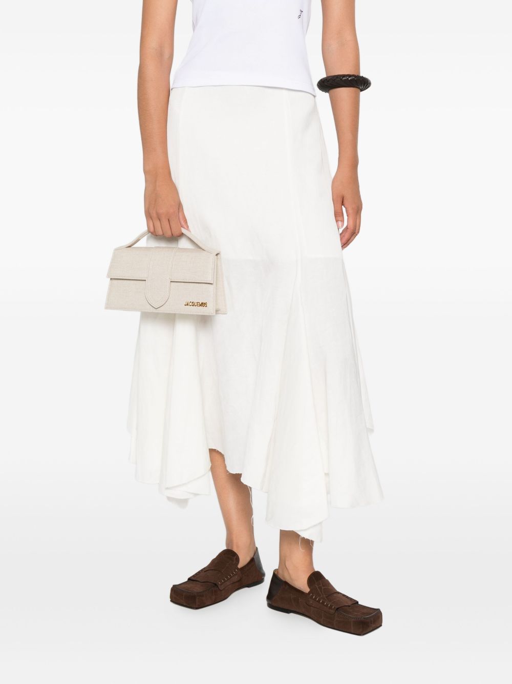 Jacquemus The Big Child Greige Leather Shoulder Bag with Flap Beige