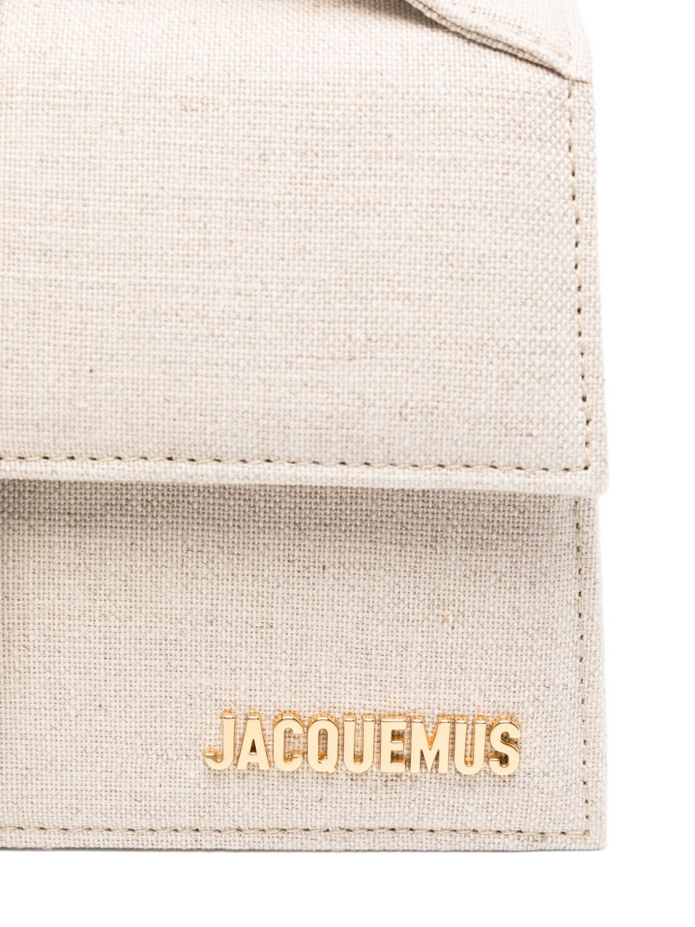 Jacquemus The Big Child Greige Leather Shoulder Bag with Flap Beige