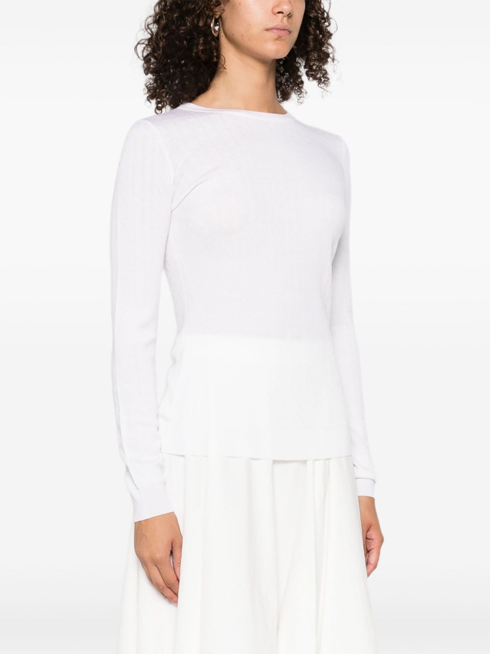 Elisabetta Franchi Crewneck Wool-Blend Sweater Ivory Ivory
