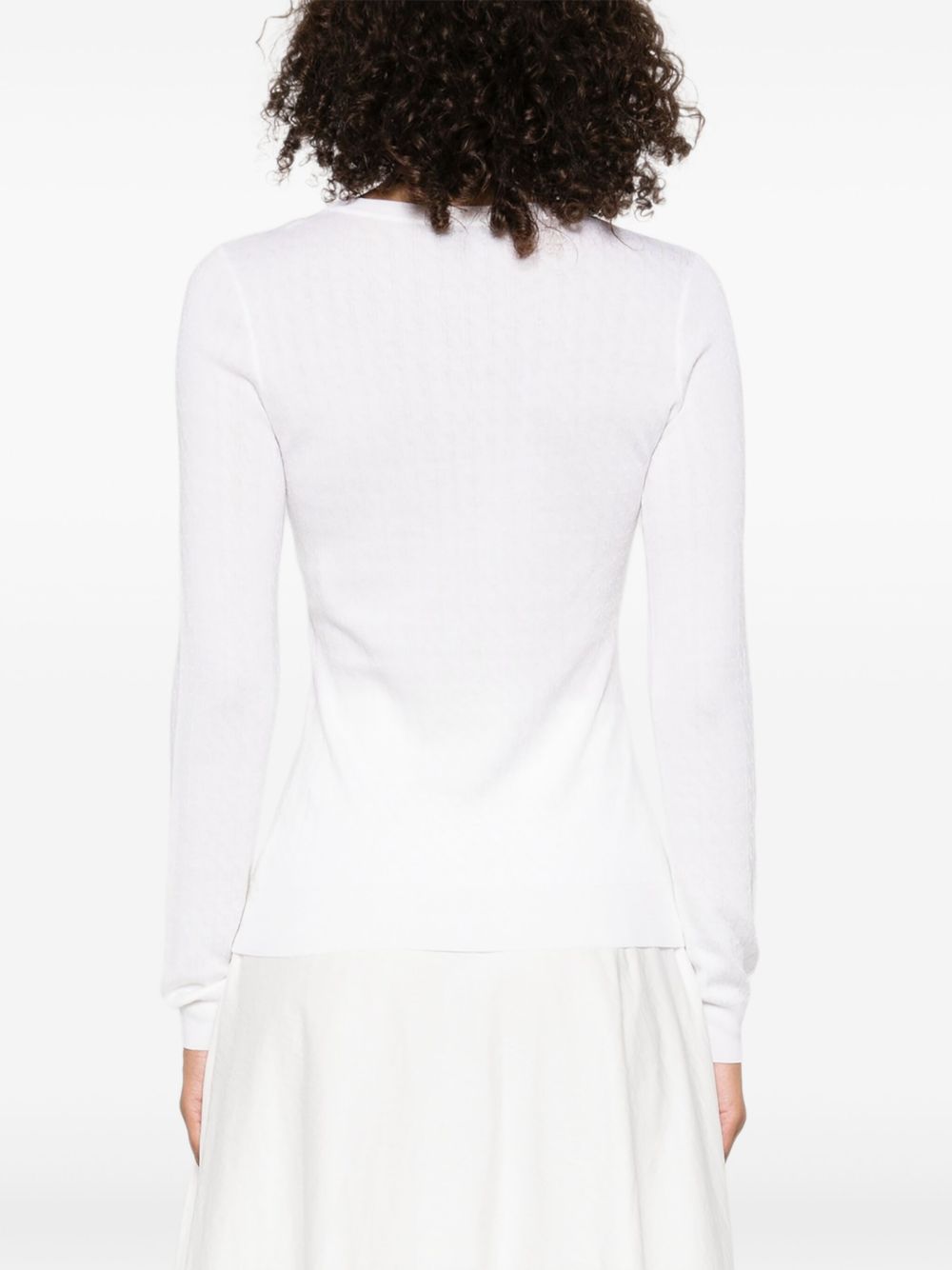 Elisabetta Franchi Crewneck Wool-Blend Sweater Ivory Ivory