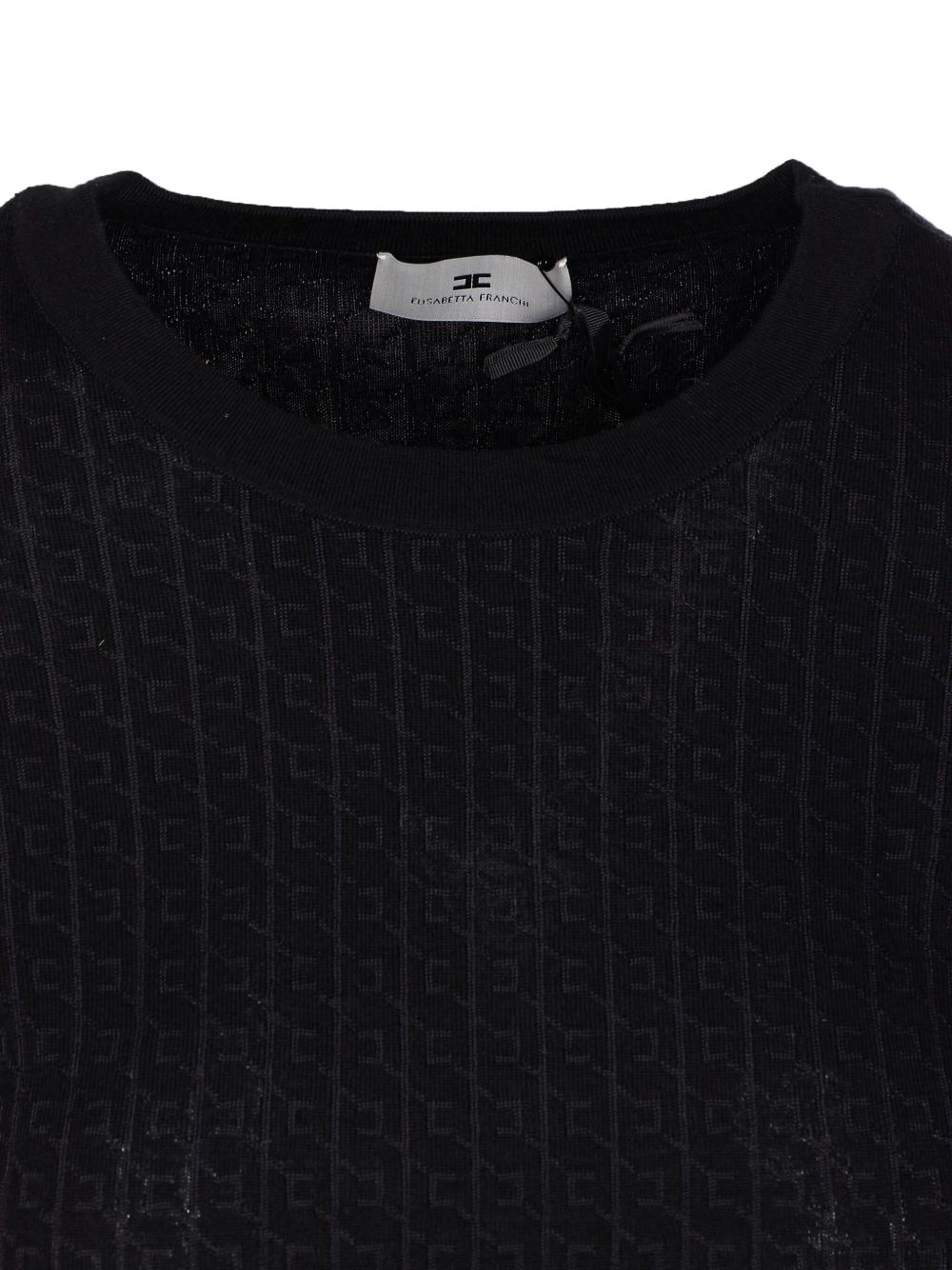 Elisabetta Franchi Silk Wool Blend Crewneck Sweater Black