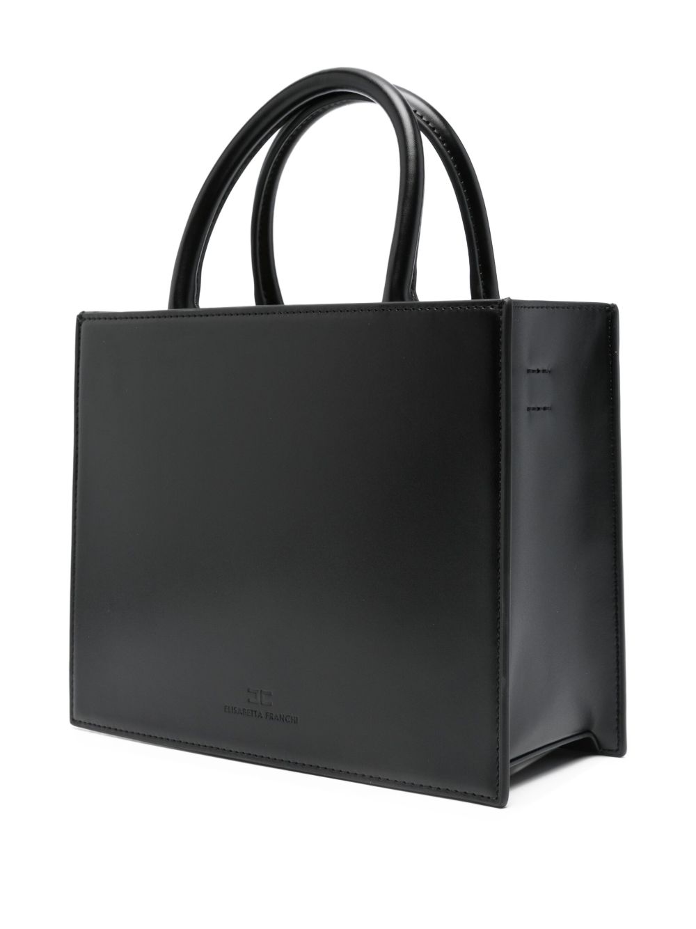 Elisabetta Franchi Small Black Silk and Nylon Tote Handbag Black