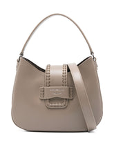 Emporio Armani Small Leather Shoulder Bag in Dove Grey