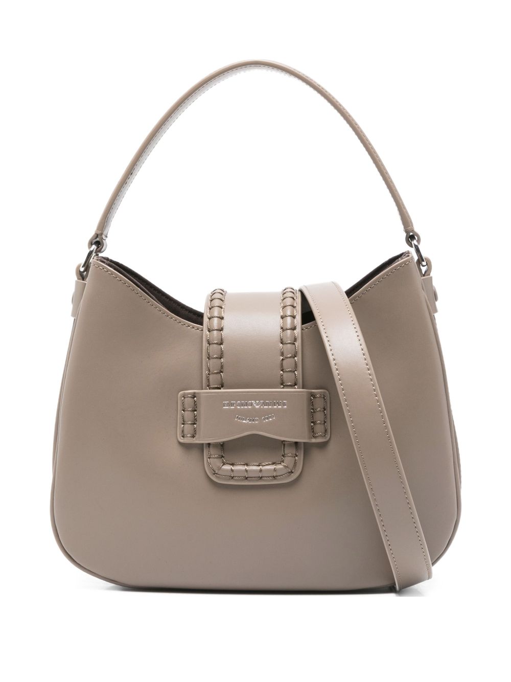 Emporio Armani Small Leather Shoulder Bag in Dove Grey