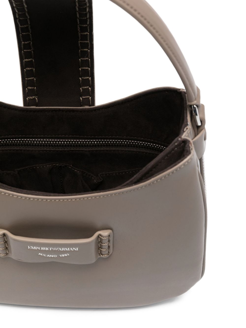 Emporio Armani Small Leather Shoulder Bag in Dove Grey