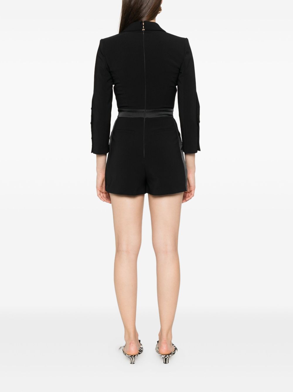 Elisabetta Franchi Double-Breasted Black Short Jumpsuit with Peak Lapels Black