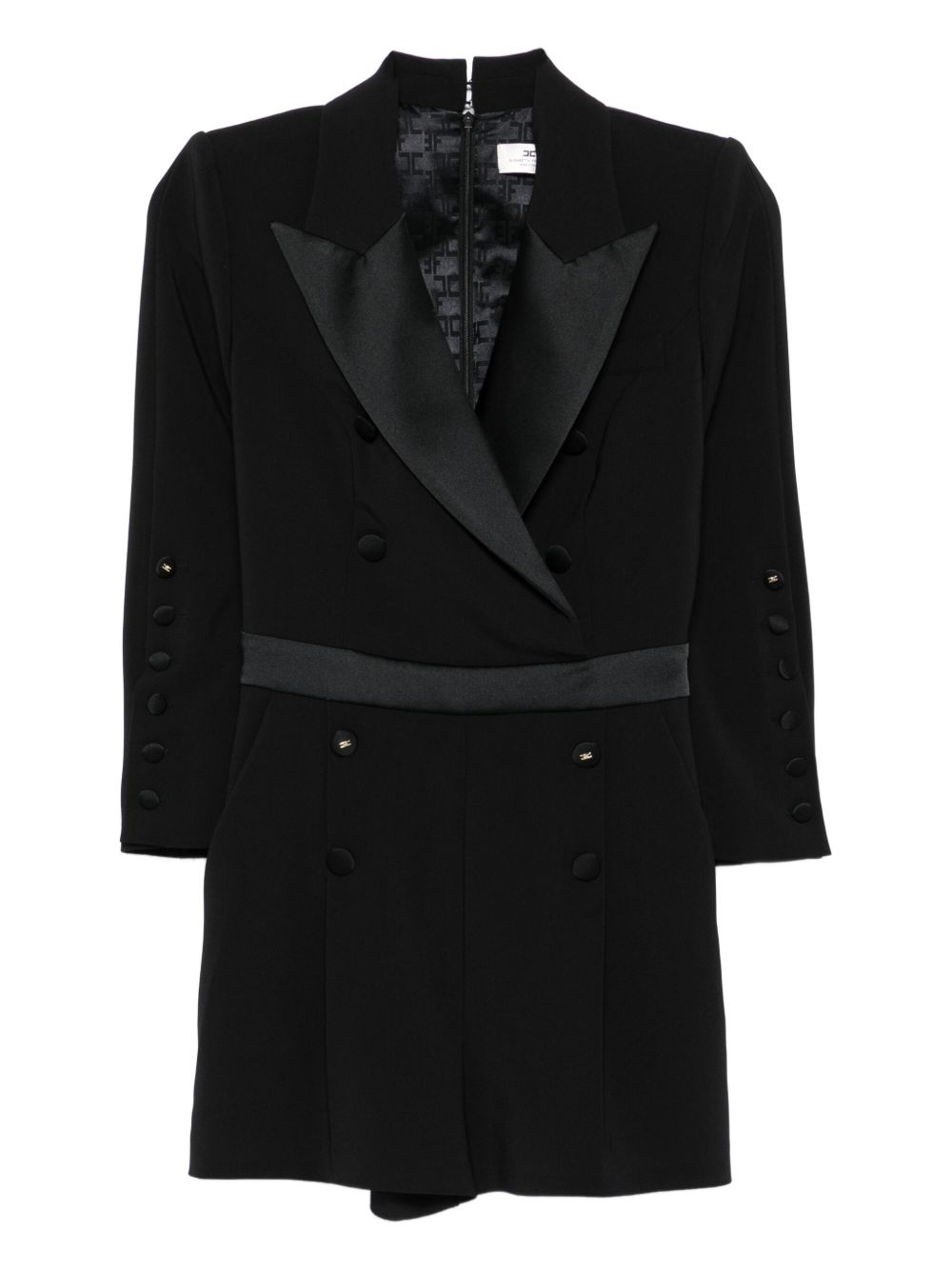 Elisabetta Franchi Double-Breasted Black Short Jumpsuit with Peak Lapels Black