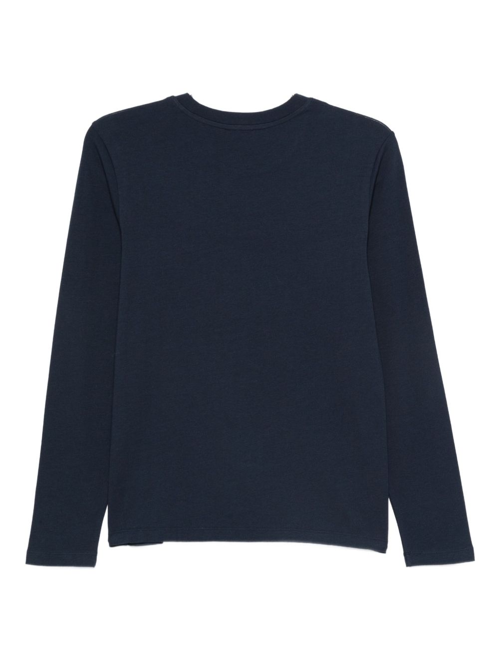 Emporio Armani Navy Cotton-Blend Long-Sleeve Top with Embroidered Logo Blue