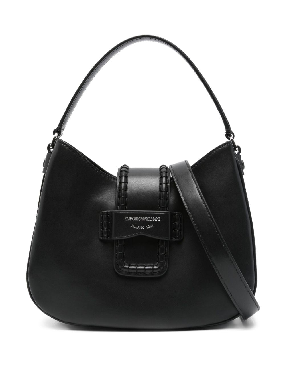 Emporio Armani Braided Leather Tote Bag Black