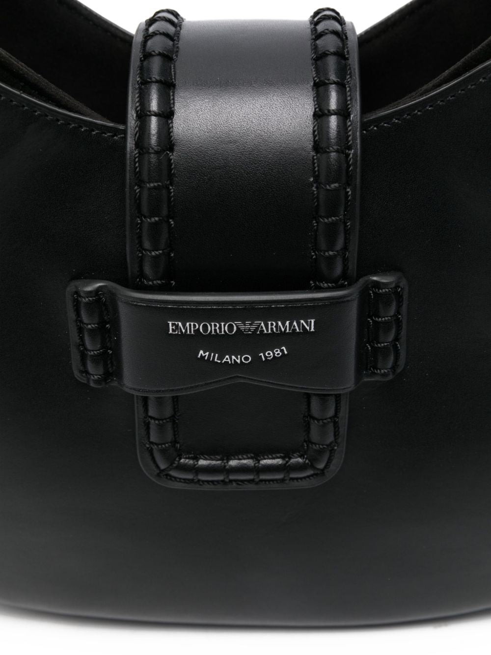 Emporio Armani Braided Leather Tote Bag Black