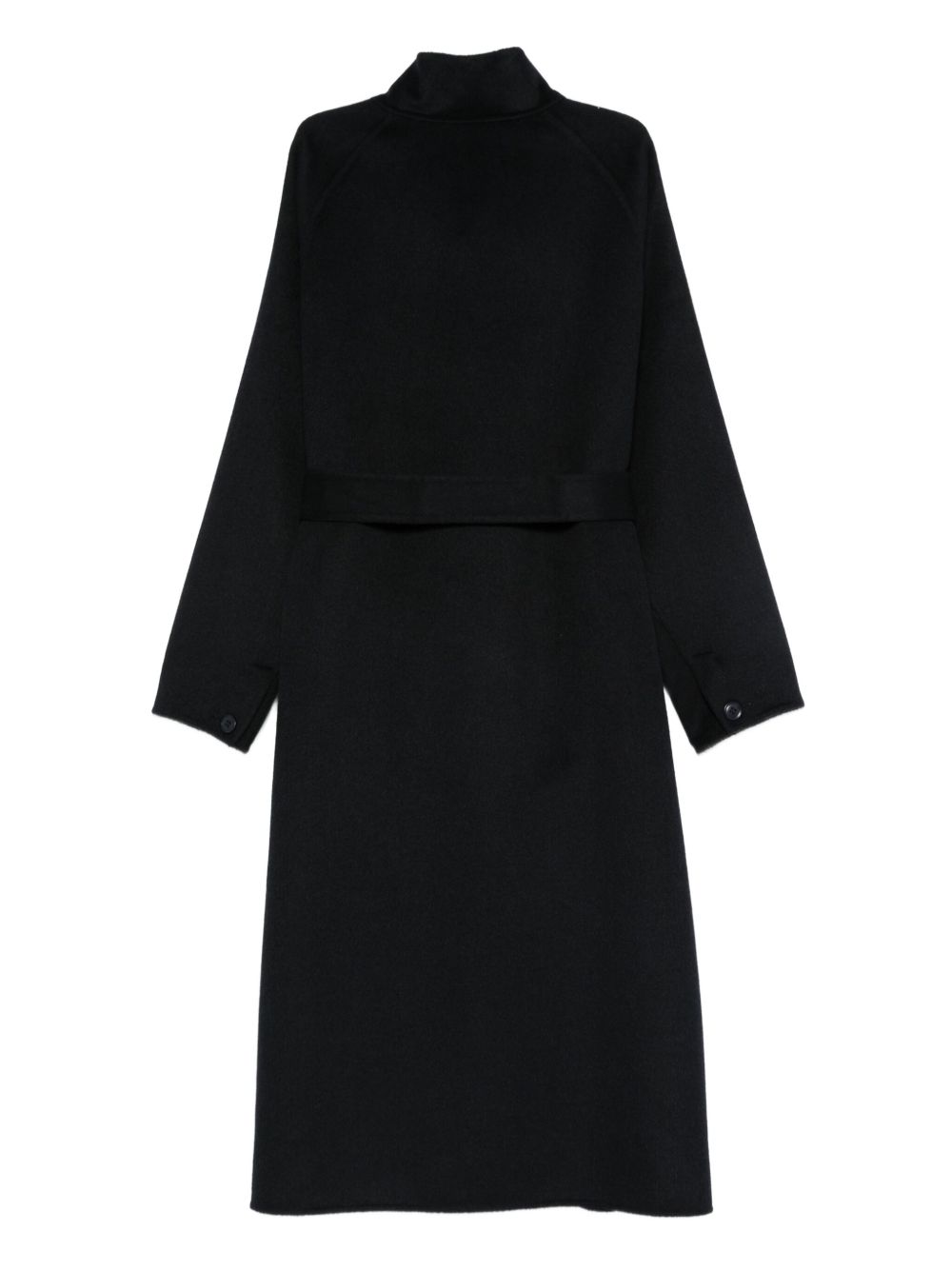 Emporio Armani Belted Wool-Blend Coat Blue