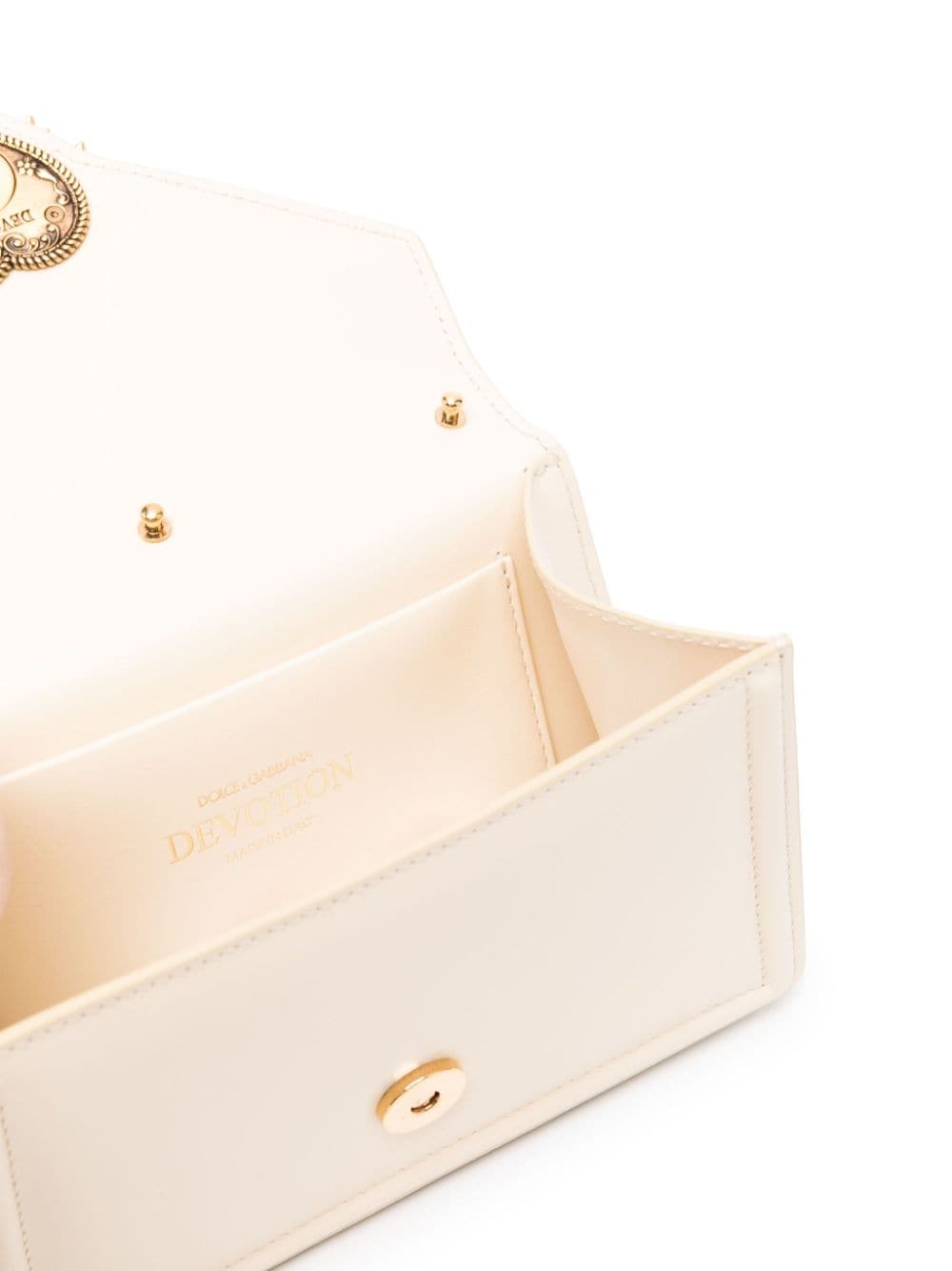Dolce & Gabbana Devotion Small Top Handle Leather Bag Beige